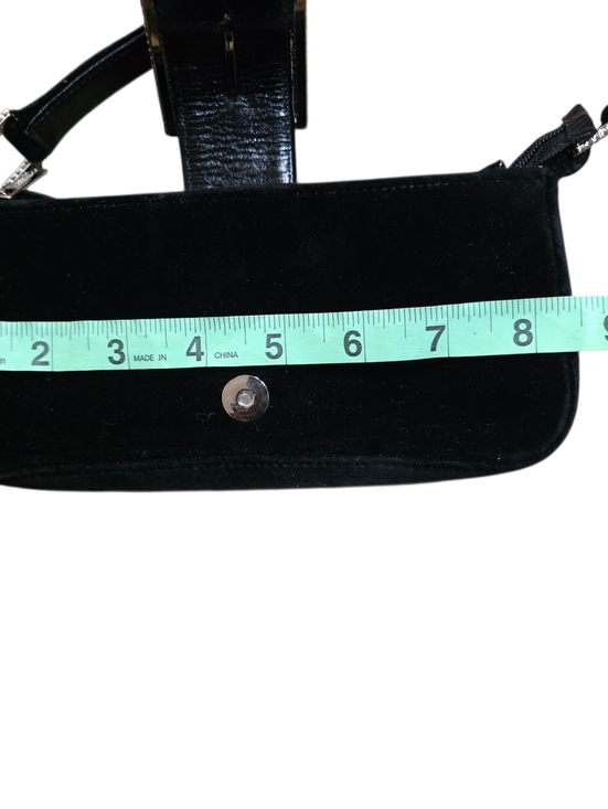 Jimmy Choo Black Velvet Crystal Buckle Baguette Shoulder Bag Y2K Evening Designe